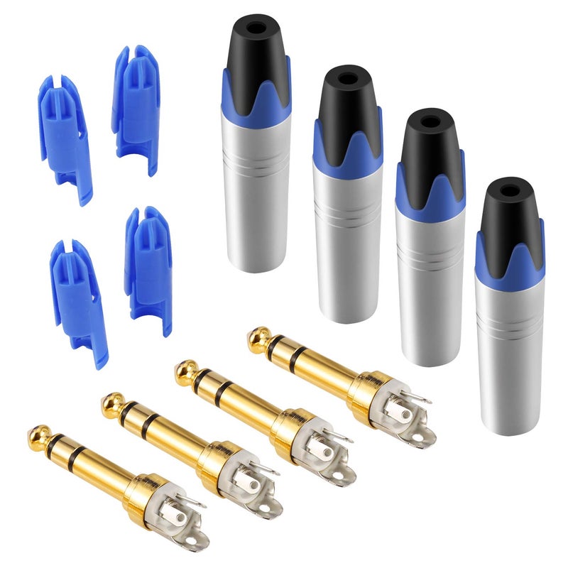 Devinal 1/4" TRS Plugs, 4 Pack, 4 Inch AUX Cable, Male-to-Male, Gold-Plated, 24 AWG, Compatible with Speakers, Microphones, Guitars, DJ Mixers - Image 2